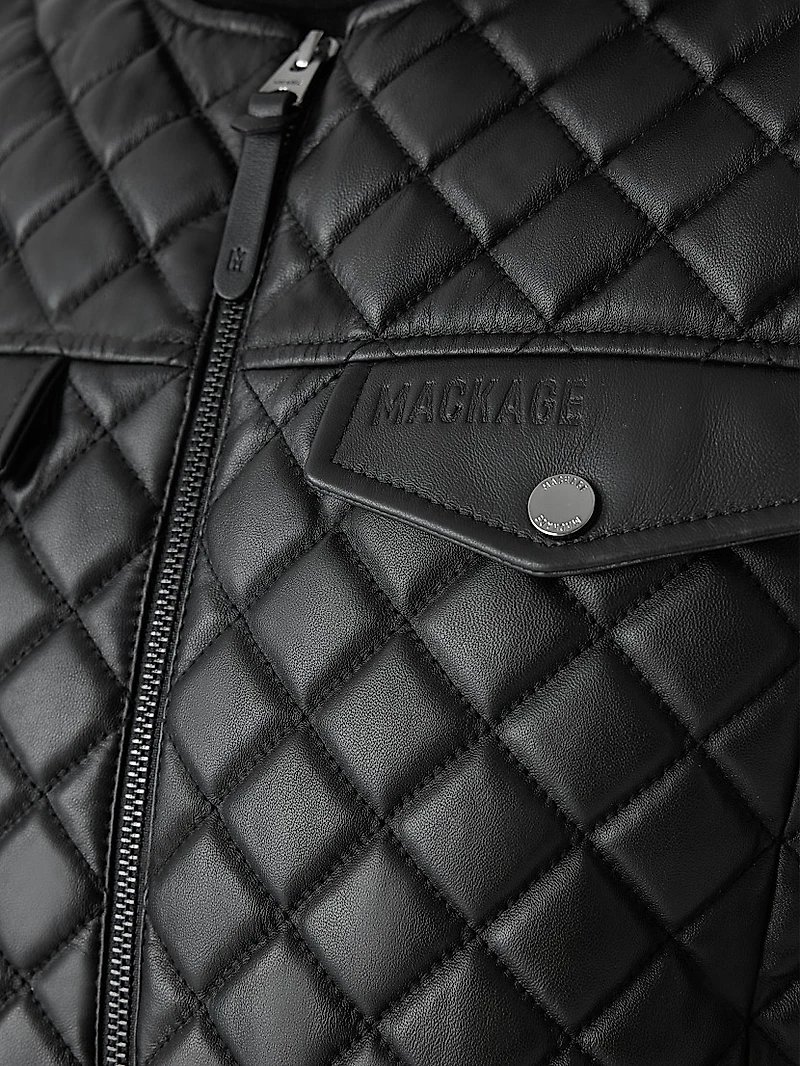 Lena Quilted Leather Crop Jacket