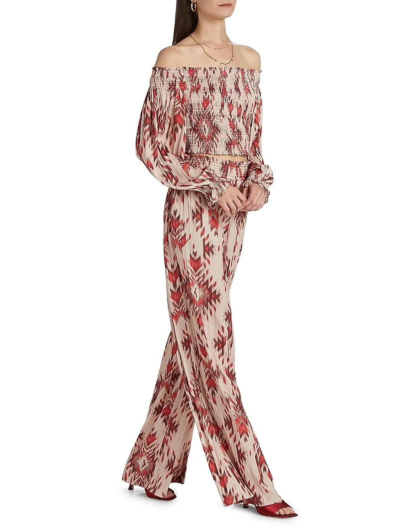 Lyra Printed Smocked Pants