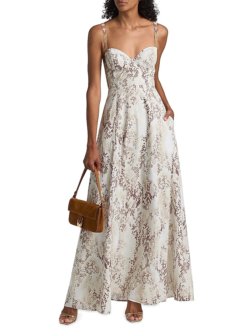 Sutton Snakeskin-Print Maxi Dress