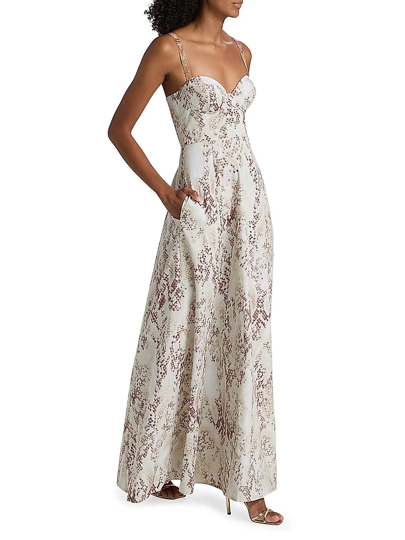 Sutton Snakeskin-Print Maxi Dress
