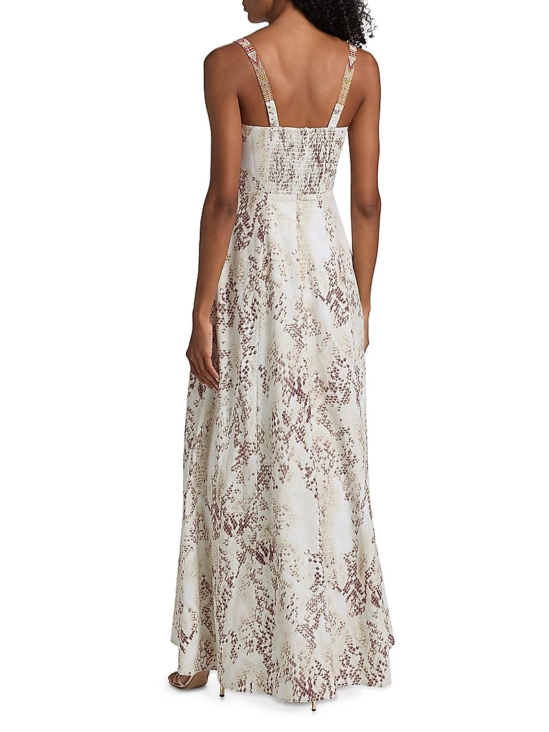Sutton Snakeskin-Print Maxi Dress