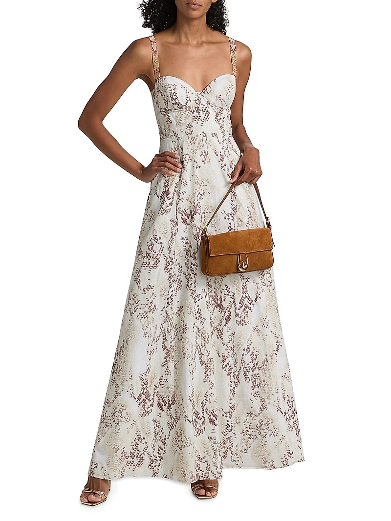 Sutton Snakeskin-Print Maxi Dress