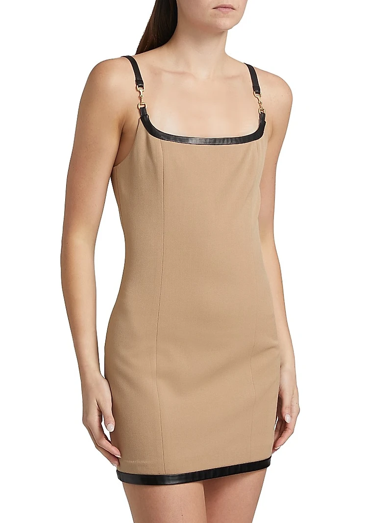 Jettie Leather-Trim Minidress