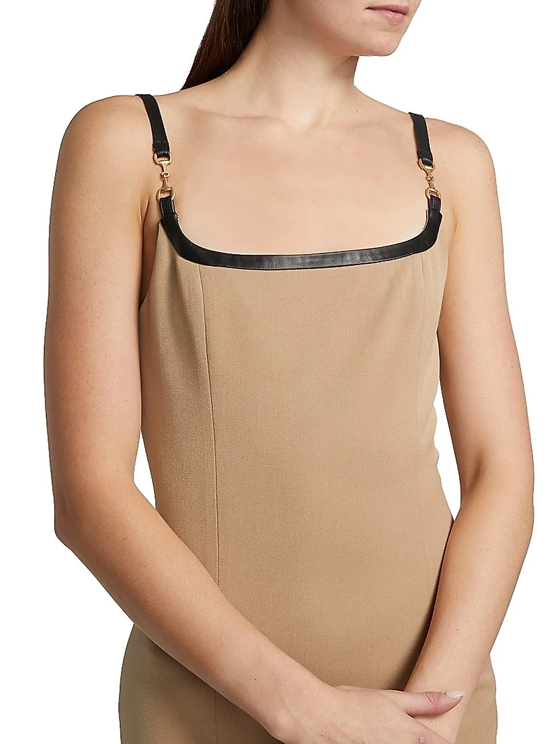 Jettie Leather-Trim Minidress