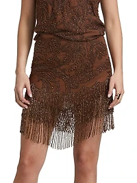 Eulla Embellished Fringe-Trim Miniskirt