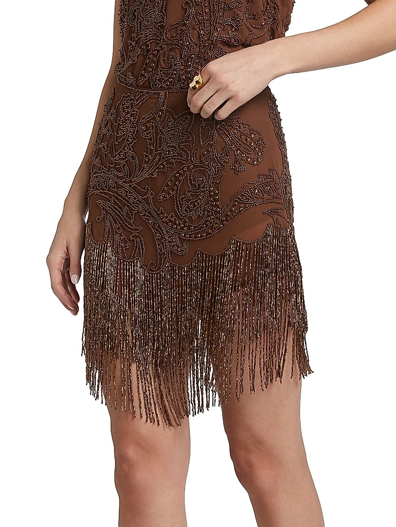Eulla Embellished Fringe-Trim Miniskirt