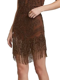 Eulla Embellished Fringe-Trim Miniskirt