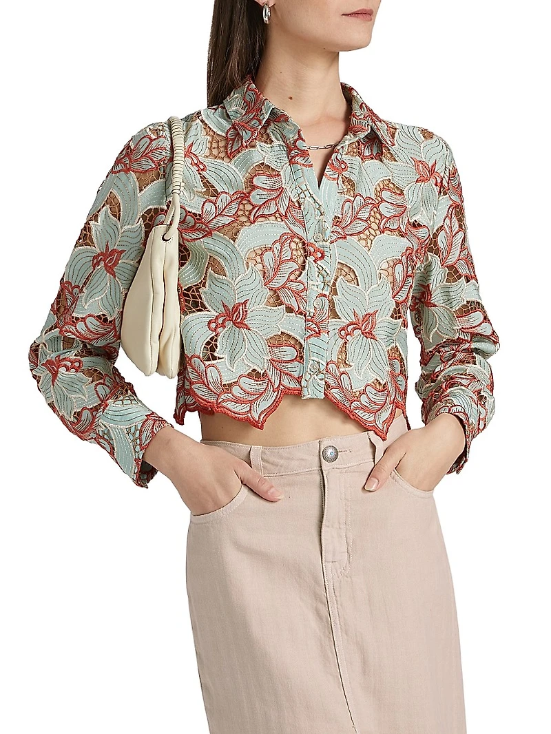 Akemi Embroidered Cropped Shirt