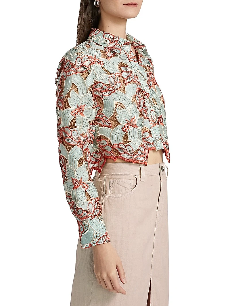 Akemi Embroidered Cropped Shirt