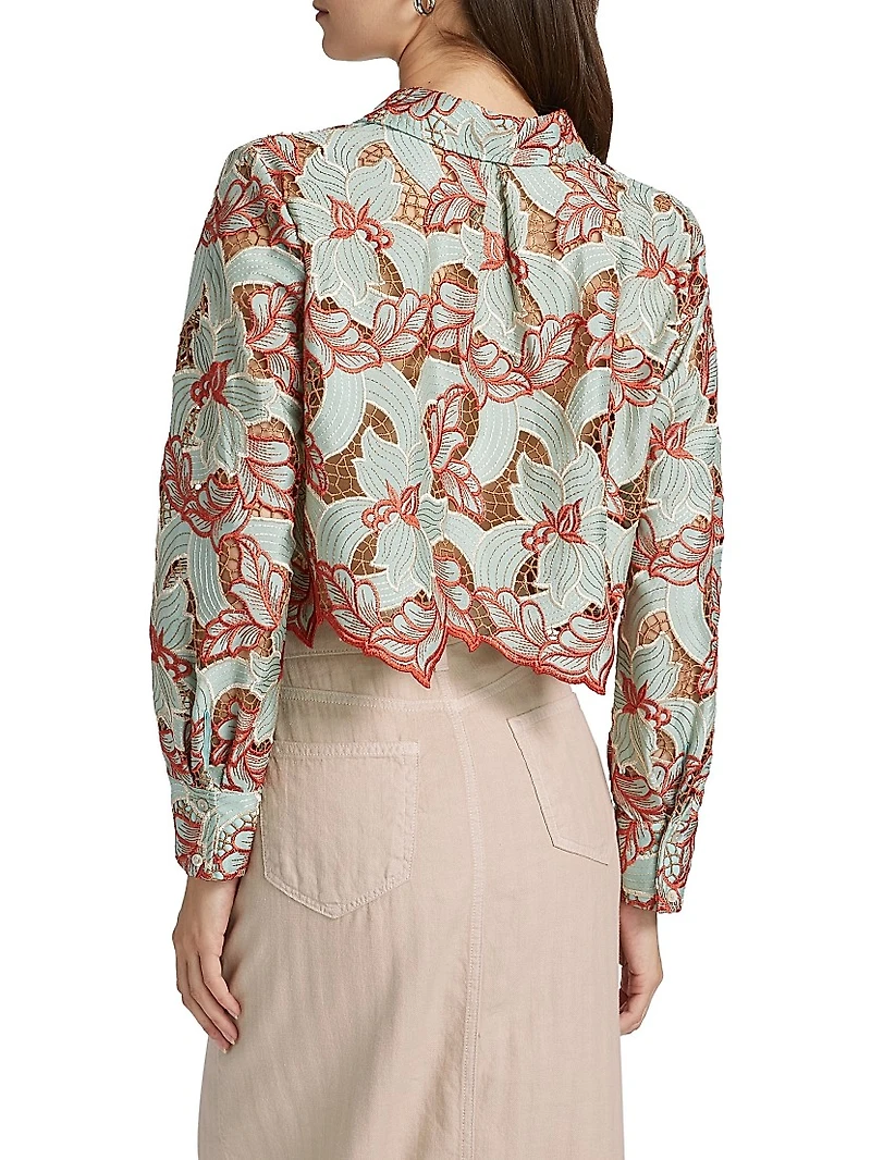 Akemi Embroidered Cropped Shirt