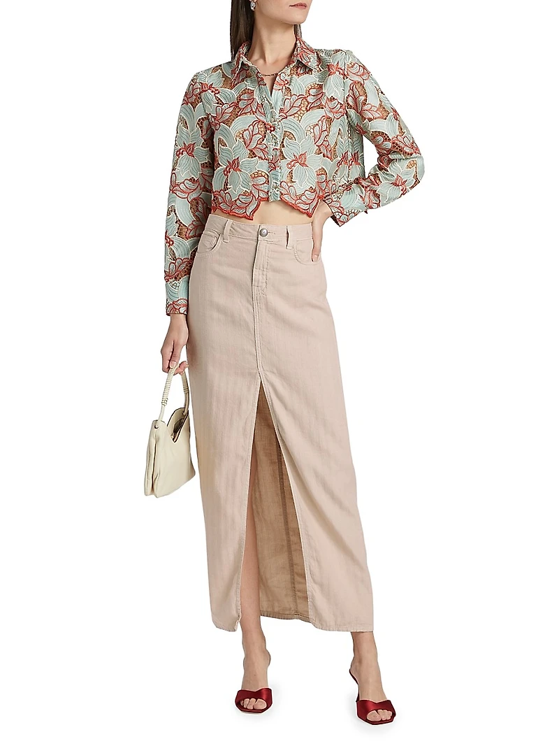 Akemi Embroidered Cropped Shirt