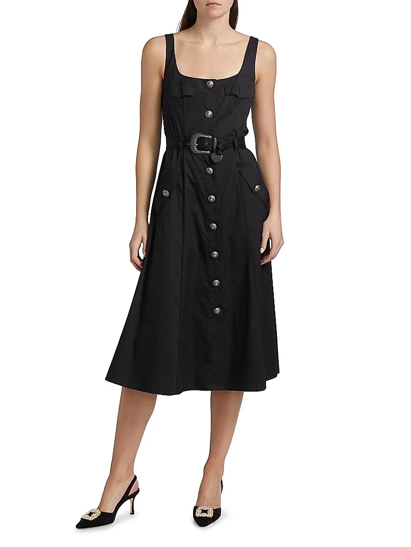 Tazia Belted A-Line Midi-Dress