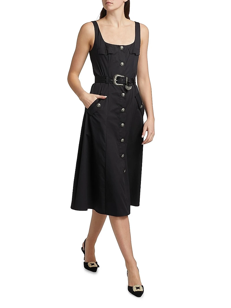 Tazia Belted A-Line Midi-Dress