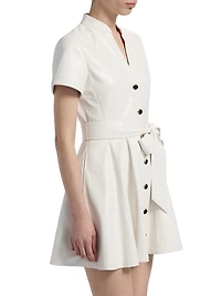Lucy Faux Leather Tie-Waist A-Line Minidress