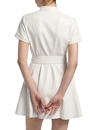 Lucy Faux Leather Tie-Waist A-Line Minidress