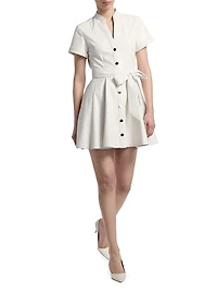 Lucy Faux Leather Tie-Waist A-Line Minidress