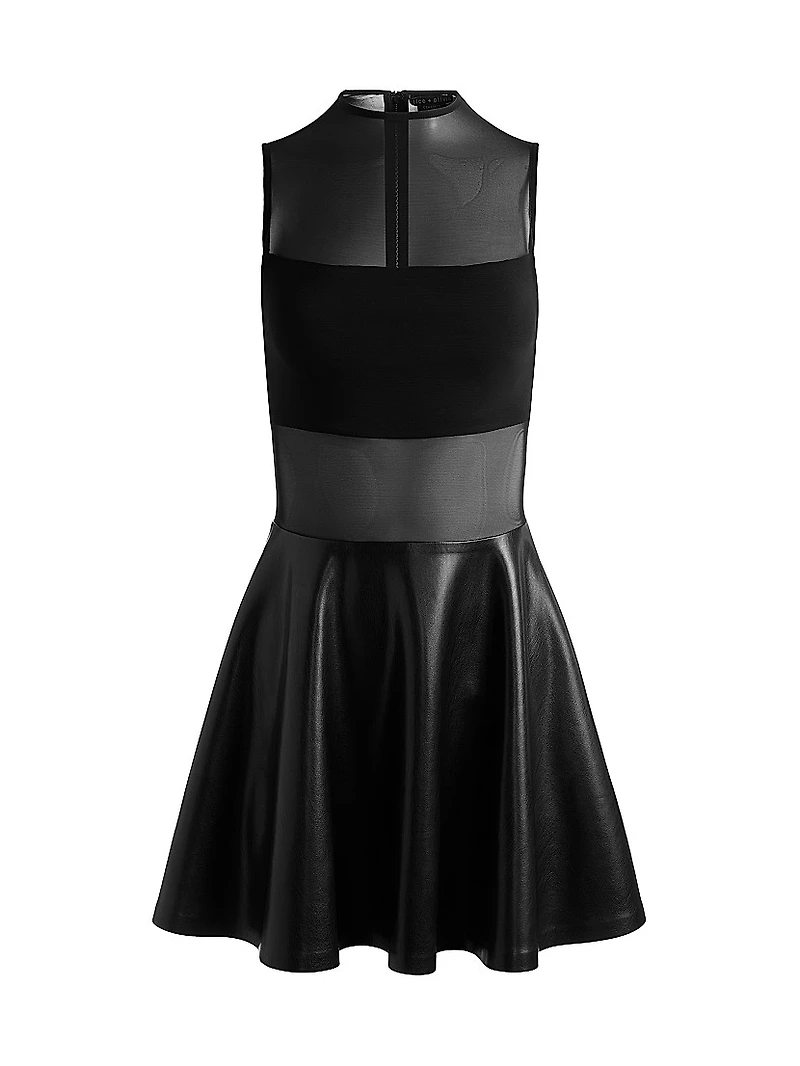 Chara Mesh Faux-Leather Minidress