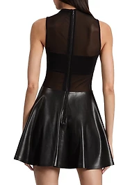 Chara Mesh Faux-Leather Minidress
