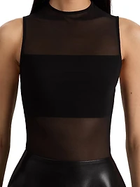 Chara Mesh Faux-Leather Minidress