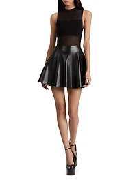 Chara Mesh Faux-Leather Minidress