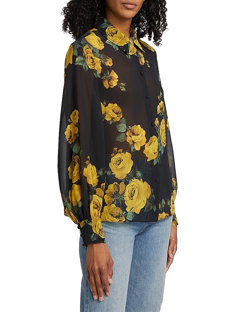 Candace Floral Sheer Blouson Shirt