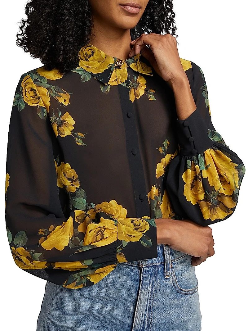 Candace Floral Sheer Blouson Shirt