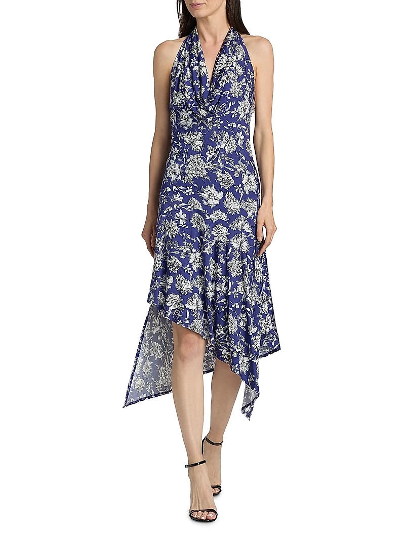 Dani Floral Asymmetric Midi-Dress