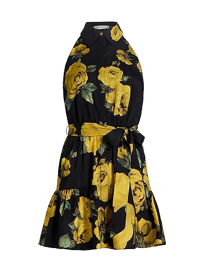 Miranda Floral Tie-Waist Halter Minidress