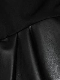 Adley Faux-Leather Drop-Waist Flared Maxi Dress