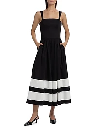 Belden Colorblocked Stretch-Cotton Wide-Leg Jumpsuit