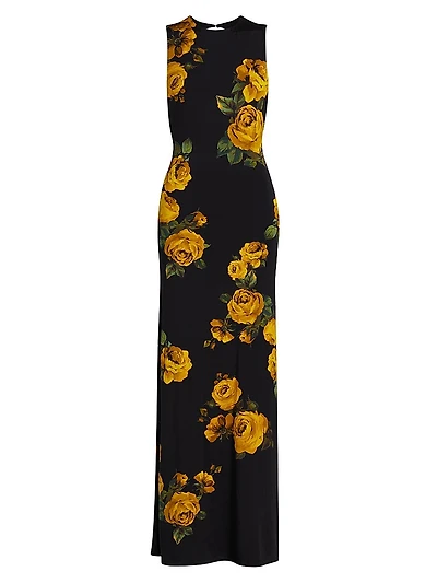 Delora Rose Print Sleeveless Maxi Dress