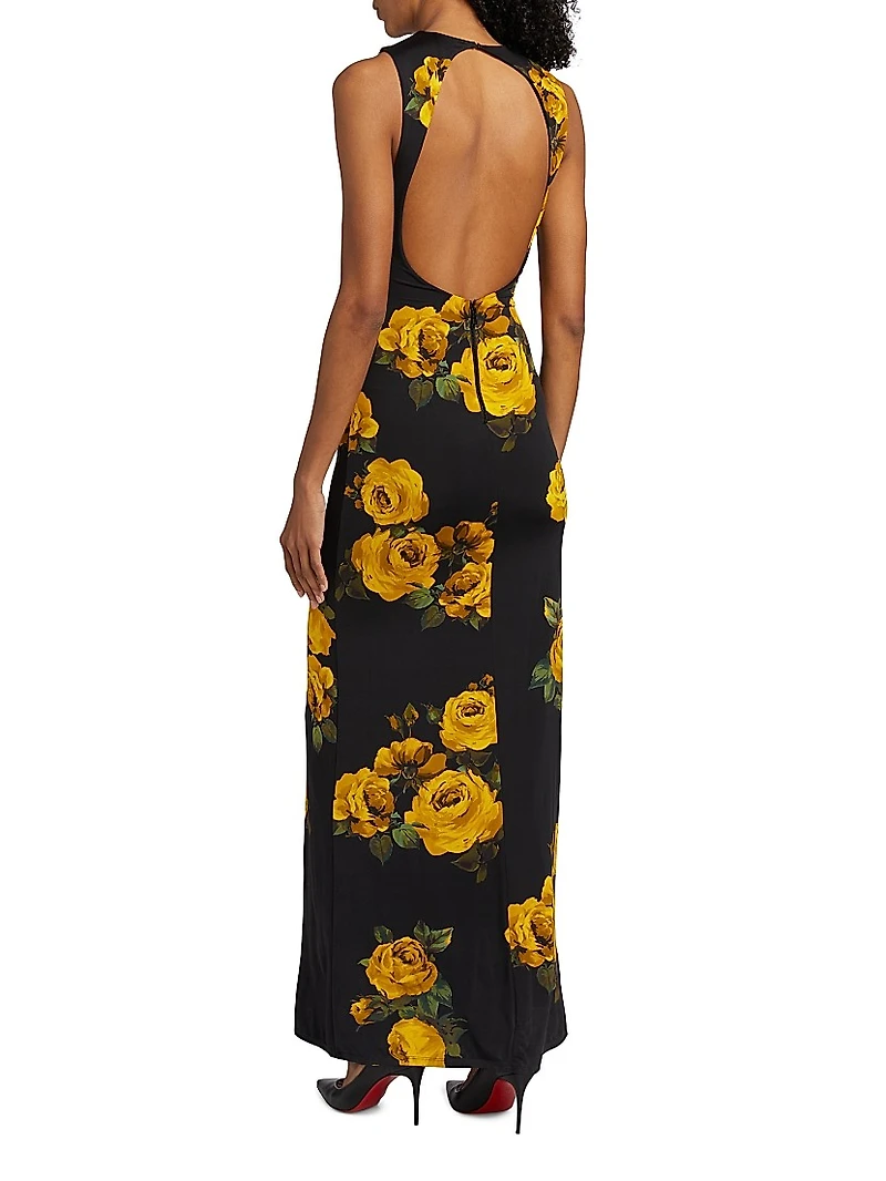 Delora Rose Print Sleeveless Maxi Dress