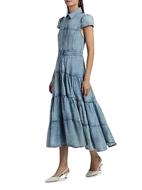 Patsy Denim Fit & Flare Midi-Shirtdress