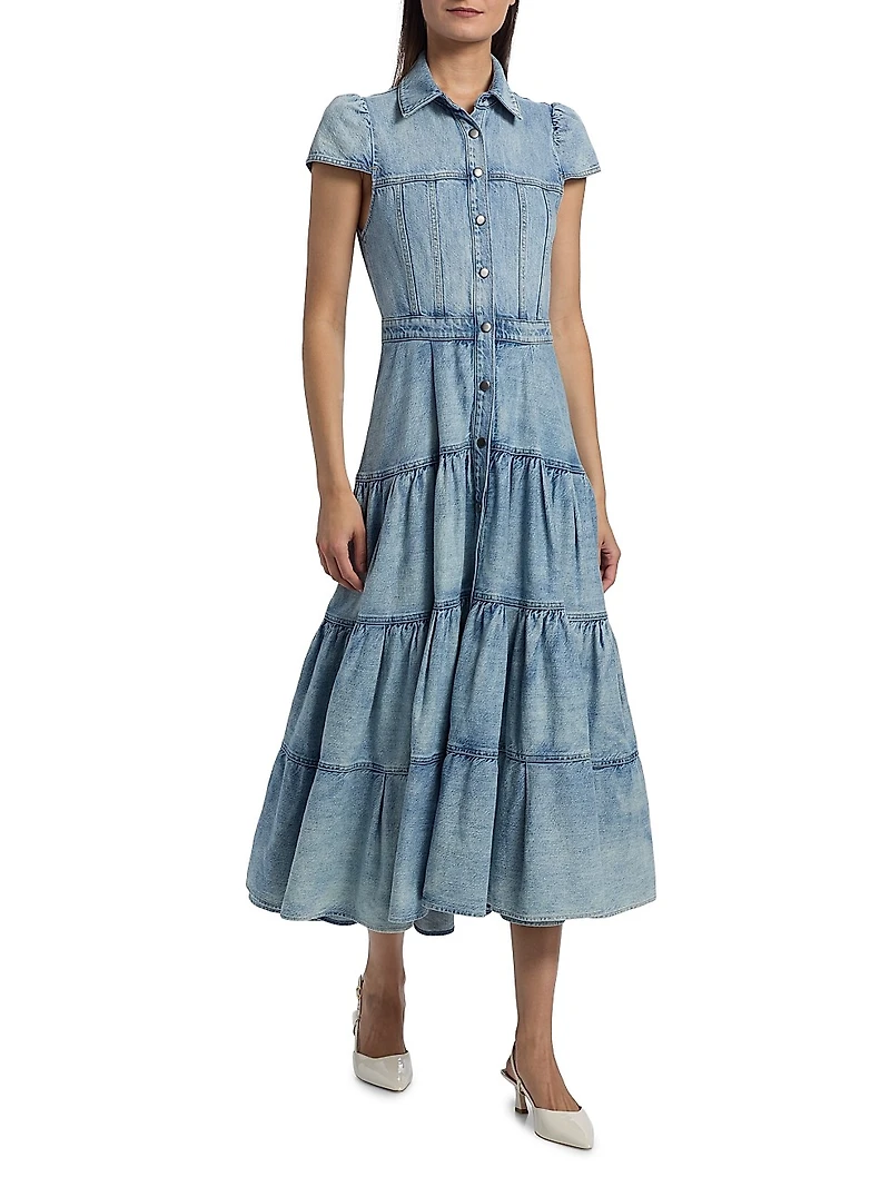 Patsy Denim Fit & Flare Midi-Shirtdress