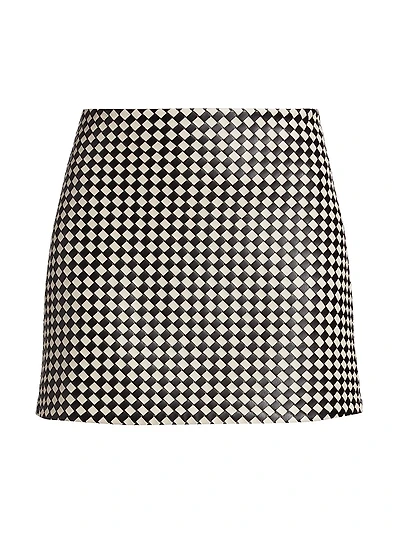 Elana Printed Faux Leather Miniskirt