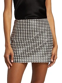 Elana Printed Faux Leather Miniskirt