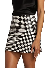 Elana Printed Faux Leather Miniskirt