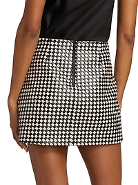 Elana Printed Faux Leather Miniskirt