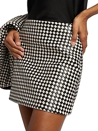 Elana Printed Faux Leather Miniskirt
