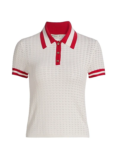 Martha Pointelle Polo Shirt
