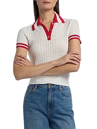Martha Pointelle Polo Shirt