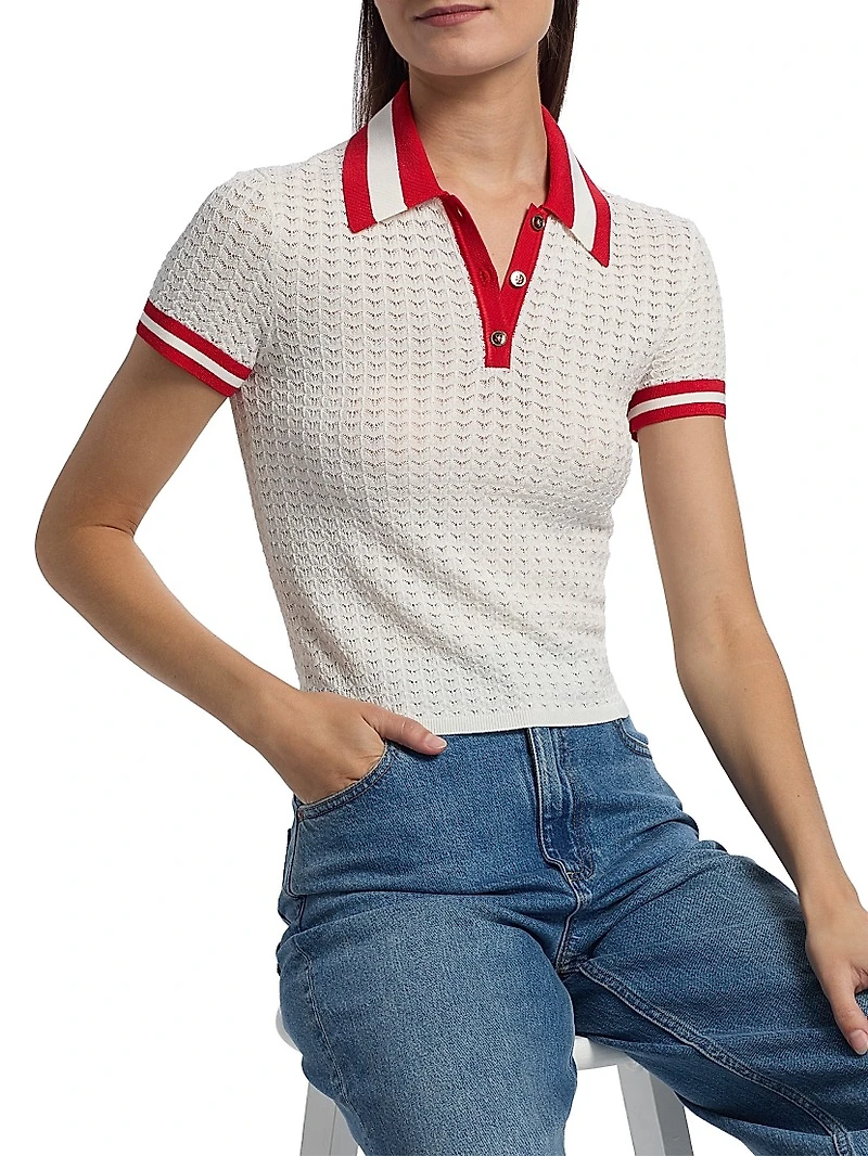 Martha Pointelle Polo Shirt