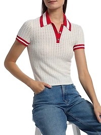 Martha Pointelle Polo Shirt