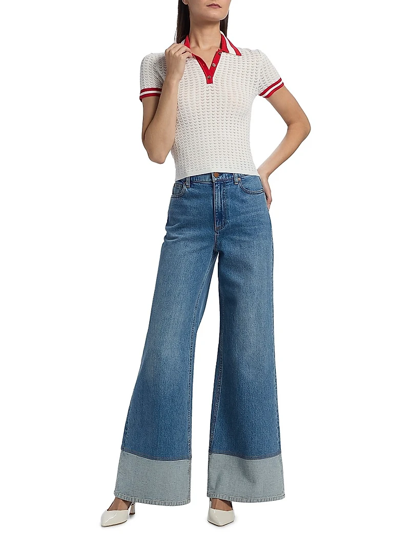 Martha Pointelle Polo Shirt