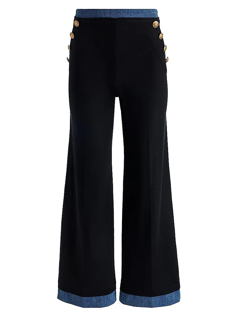Narin Button-Front Wide-Leg Crop Pants
