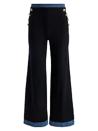 Narin Button-Front Wide-Leg Crop Pants