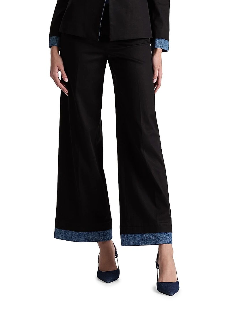 Narin Button-Front Wide-Leg Crop Pants