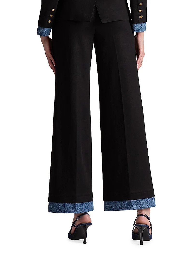 Narin Button-Front Wide-Leg Crop Pants