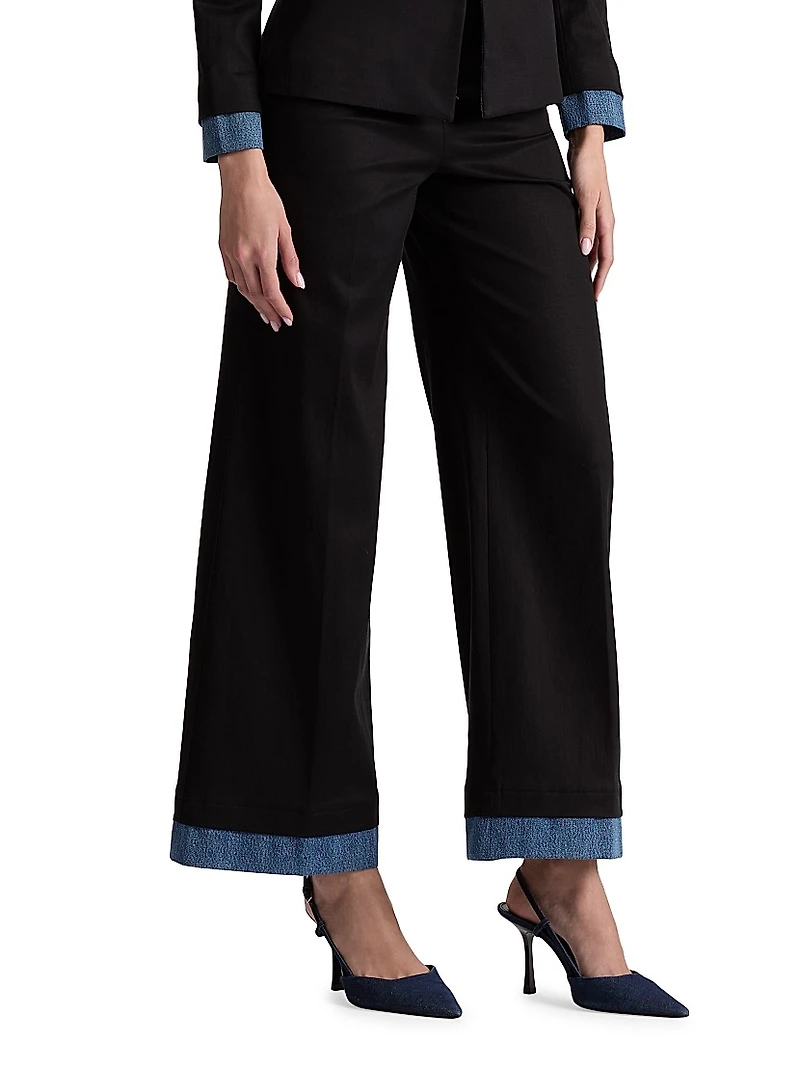 Narin Button-Front Wide-Leg Crop Pants
