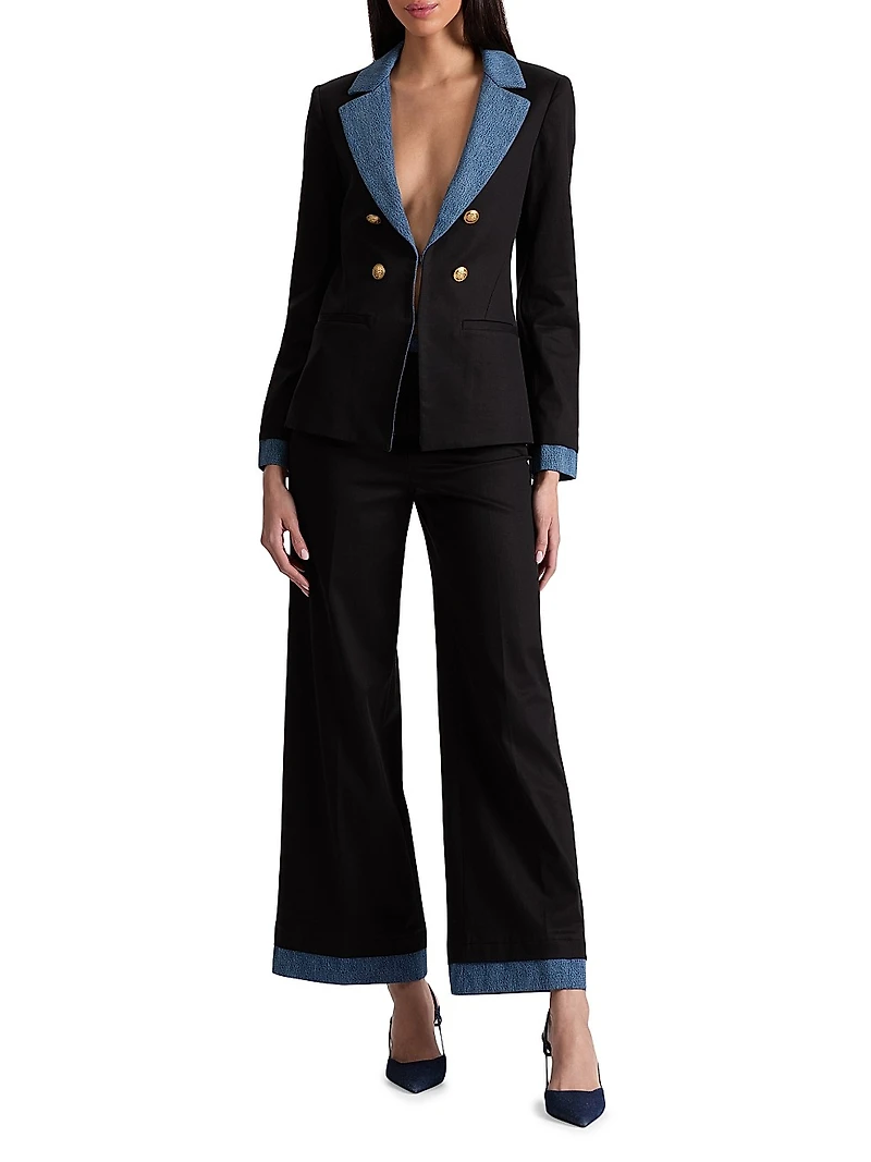 Narin Button-Front Wide-Leg Crop Pants